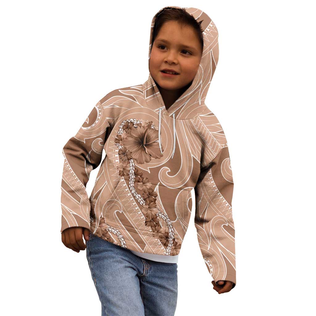 Hawaii Brown Hibiscus Pikake Lei Kid Hoodie - Polynesian Pride