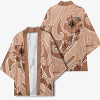 Hawaii Brown Hibiscus Pikake Lei Kimono - Polynesian Pride