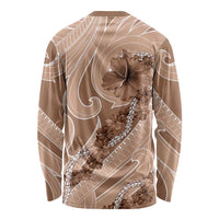 Hawaii Brown Hibiscus Pikake Lei Long Sleeve Shirt - Polynesian Pride