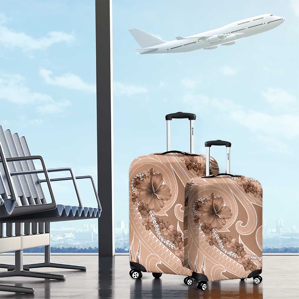 Hawaii Brown Hibiscus Pikake Lei Luggage Cover - Polynesian Pride
