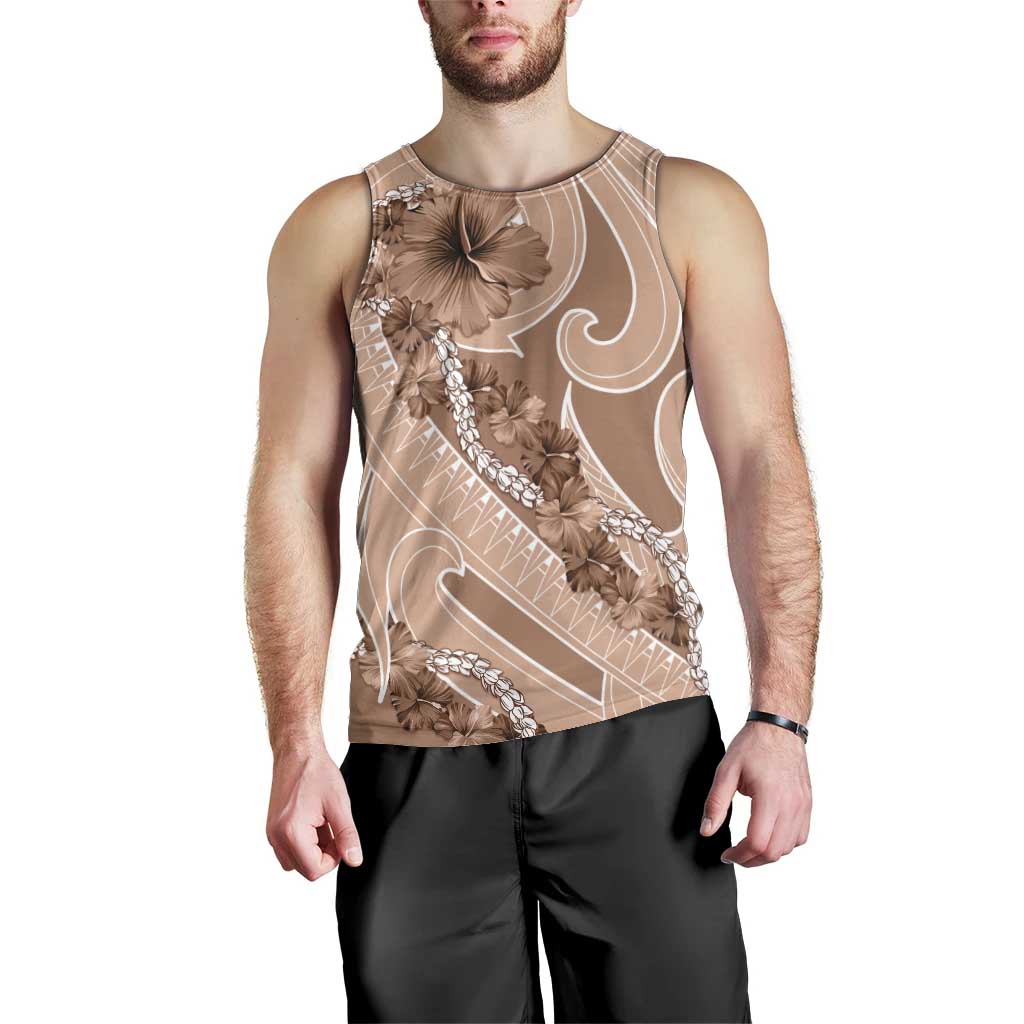 Hawaii Brown Hibiscus Pikake Lei Men Tank Top - Polynesian Pride