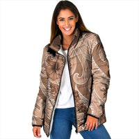 Hawaii Brown Hibiscus Pikake Lei Padded Jacket - Polynesian Pride
