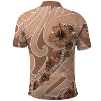 Hawaii Brown Hibiscus Pikake Lei Polo Shirt - Polynesian Pride