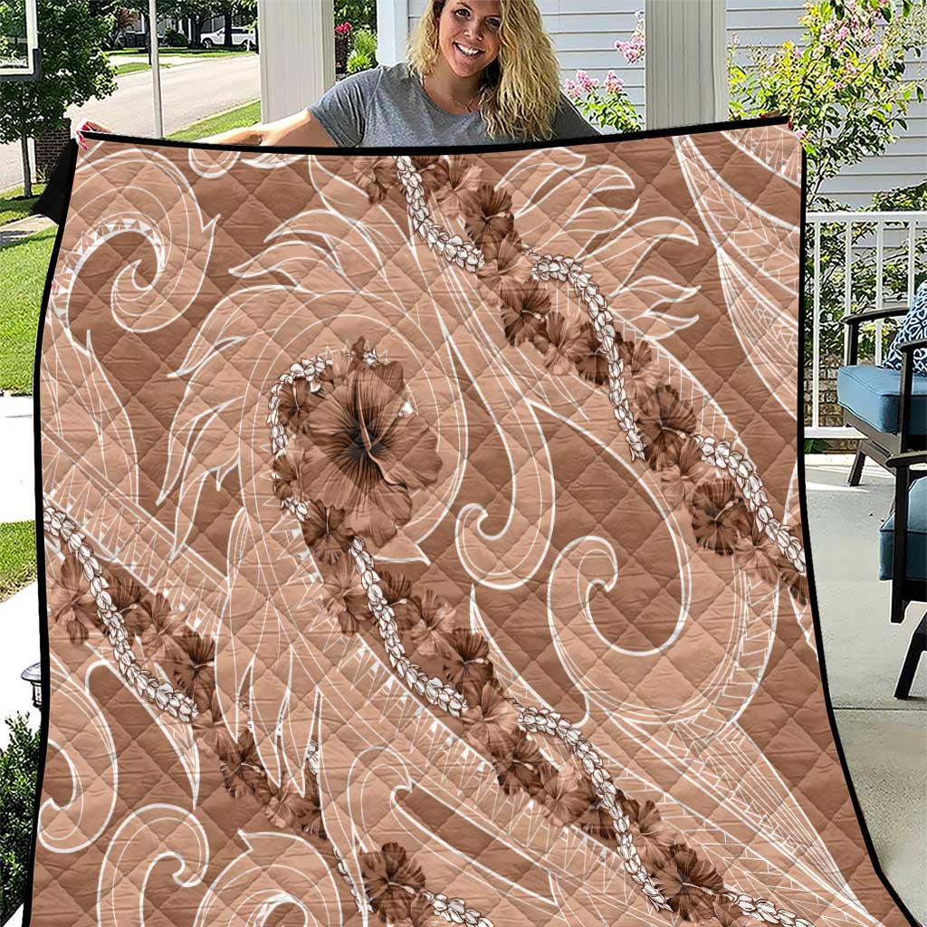 Hawaii Brown Hibiscus Pikake Lei Quilt - Polynesian Pride