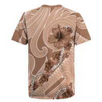 Hawaii Brown Hibiscus Pikake Lei Rugby Jersey - Polynesian Pride