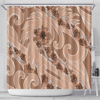 Hawaii Brown Hibiscus Pikake Lei Shower Curtain - Polynesian Pride