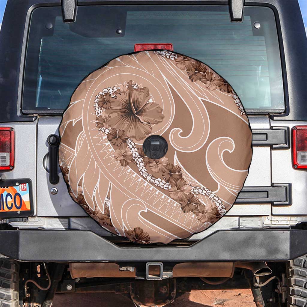 Hawaii Brown Hibiscus Pikake Lei Spare Tire Cover - Polynesian Pride