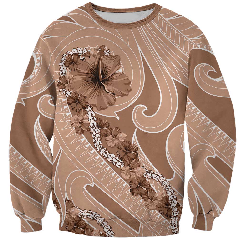 Hawaii Brown Hibiscus Pikake Lei Sweatshirt - Polynesian Pride