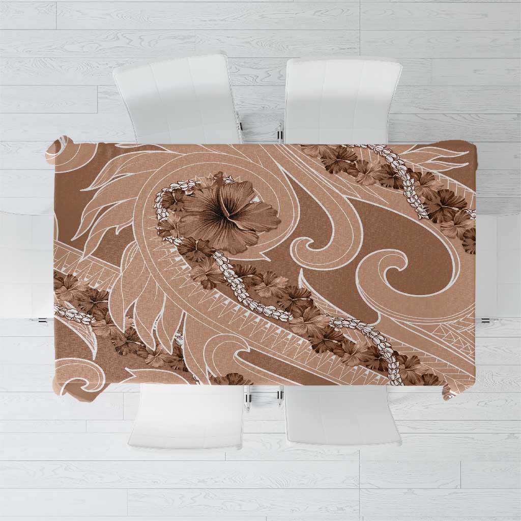 Hawaii Brown Hibiscus Pikake Lei Tablecloth - Polynesian Pride
