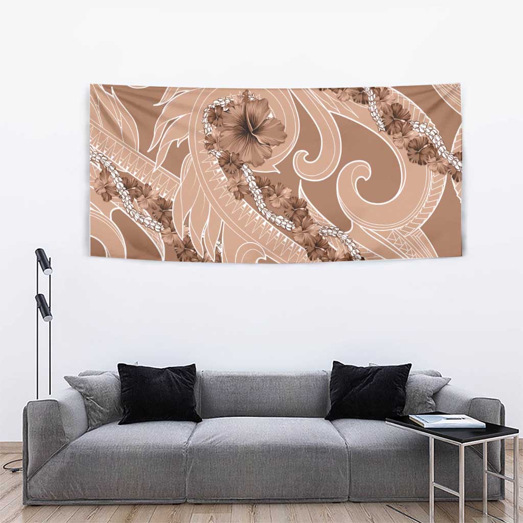 Hawaii Brown Hibiscus Pikake Lei Tapestry - Polynesian Pride