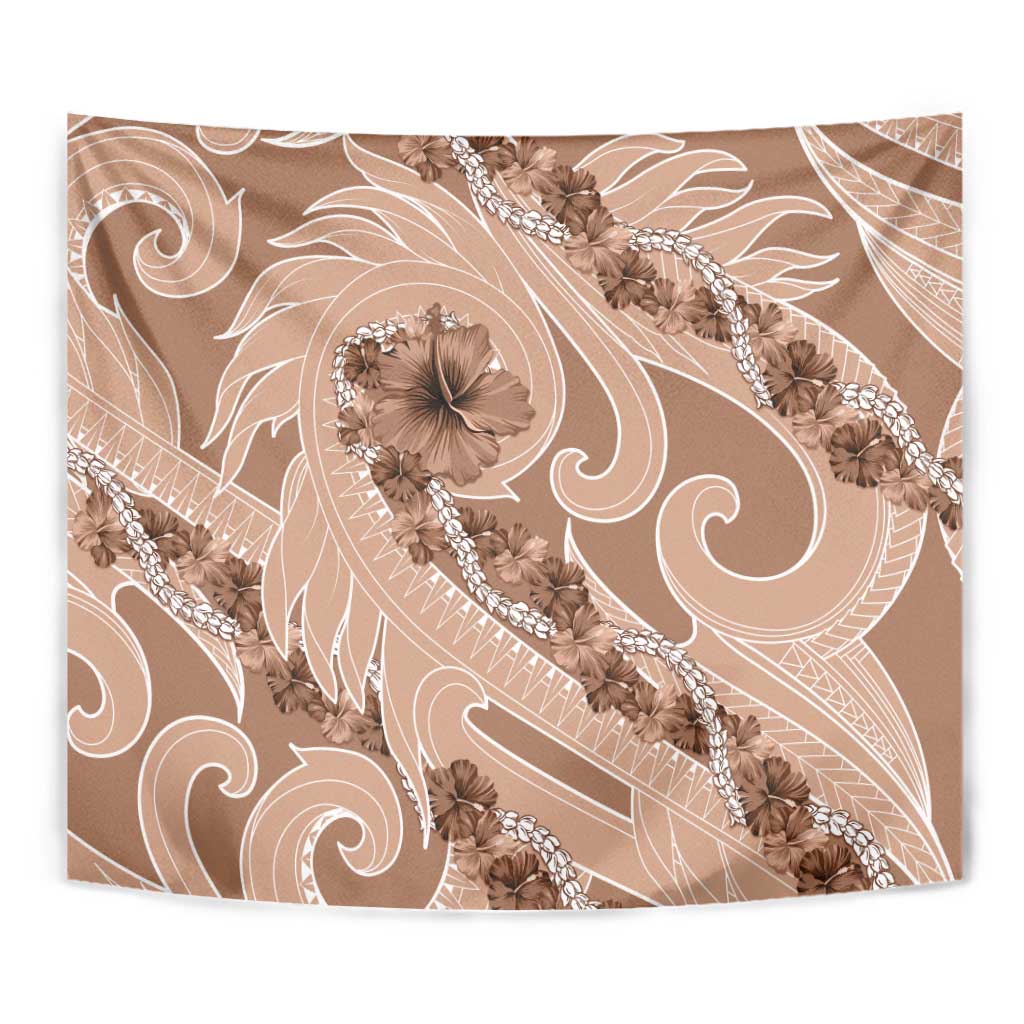 Hawaii Brown Hibiscus Pikake Lei Tapestry - Polynesian Pride