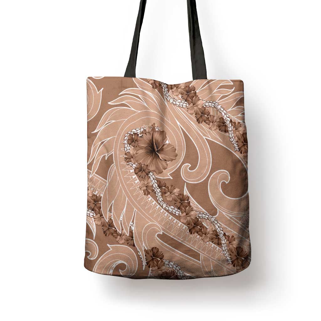 Hawaii Brown Hibiscus Pikake Lei Tote Bag LT05 - Polynesian Pride