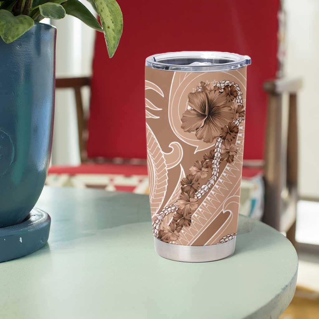 Hawaii Brown Hibiscus Pikake Lei Tumbler Cup - Polynesian Pride