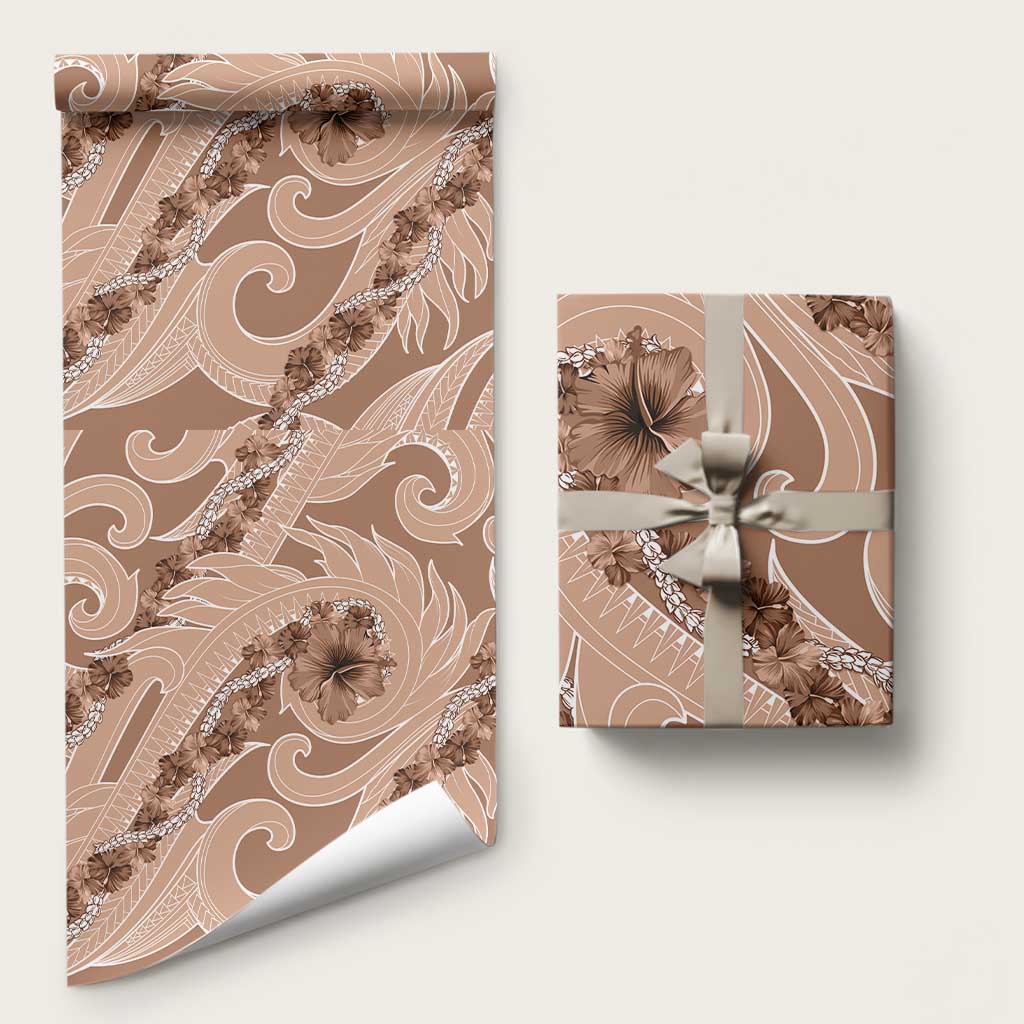 Hawaii Brown Hibiscus Pikake Lei Wrapping Paper - Polynesian Pride