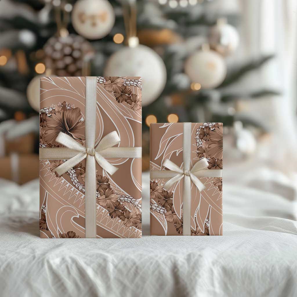 Hawaii Brown Hibiscus Pikake Lei Wrapping Paper - Polynesian Pride