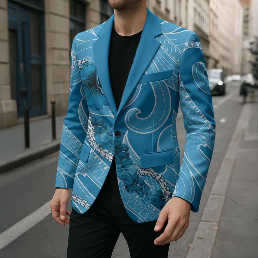 Hawaii Blue Hibiscus Pikake Lei Blazer LT05 - Polynesian Pride