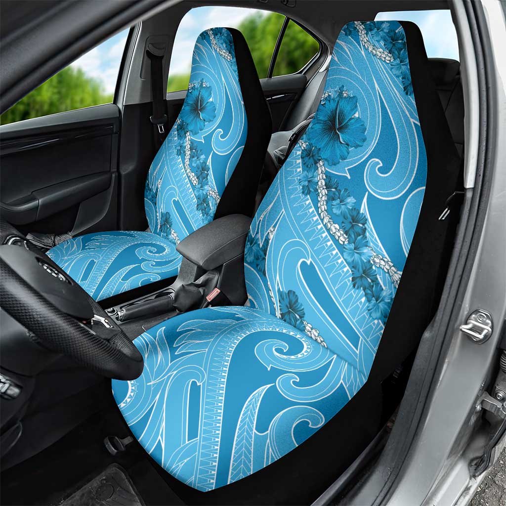 Hawaii Blue Hibiscus Pikake Lei Car Seat Cover - Polynesian Pride