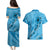 Hawaii Blue Hibiscus Pikake Lei Couples Matching Puletasi and Hawaiian Shirt - Polynesian Pride