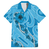Hawaii Blue Hibiscus Pikake Lei Family Matching Puletasi and Hawaiian Shirt - Polynesian Pride