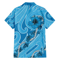 Hawaii Blue Hibiscus Pikake Lei Family Matching Puletasi and Hawaiian Shirt - Polynesian Pride