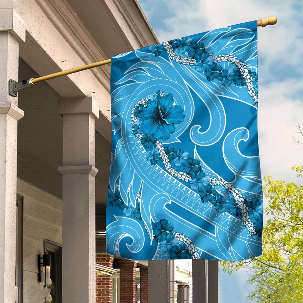 Hawaii Blue Hibiscus Pikake Lei Garden Flag - Polynesian Pride