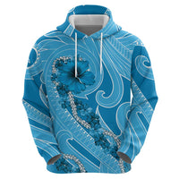 Hawaii Blue Hibiscus Pikake Lei Hoodie - Polynesian Pride