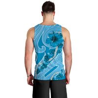 Hawaii Blue Hibiscus Pikake Lei Men Tank Top - Polynesian Pride