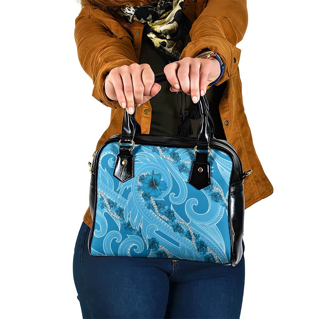 Hawaii Blue Hibiscus Pikake Lei Shoulder Handbag - Polynesian Pride