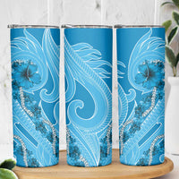 Hawaii Blue Hibiscus Pikake Lei Skinny Tumbler - Polynesian Pride