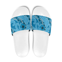 Hawaii Blue Hibiscus Pikake Lei Slide Sandals - Polynesian Pride