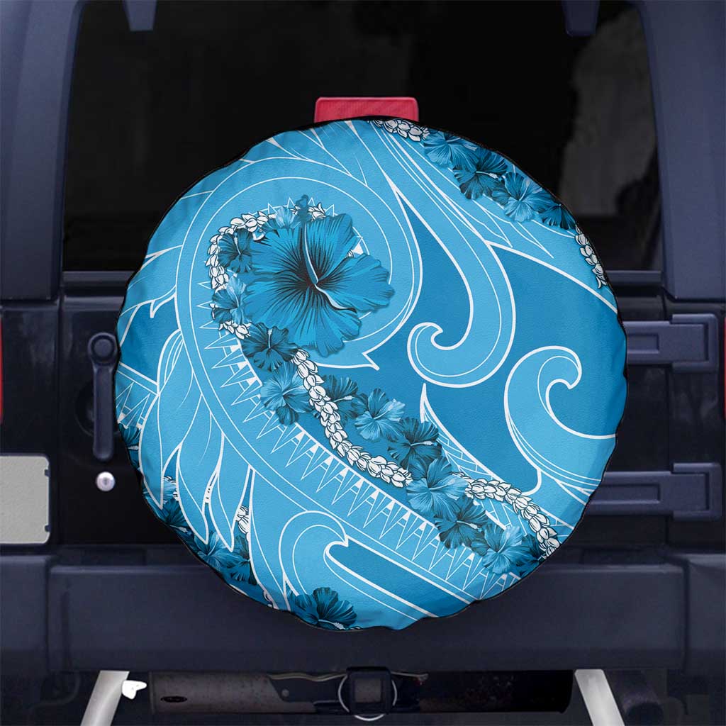 Hawaii Blue Hibiscus Pikake Lei Spare Tire Cover - Polynesian Pride