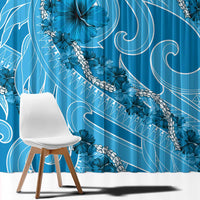 Hawaii Blue Hibiscus Pikake Lei Window Curtain - Polynesian Pride