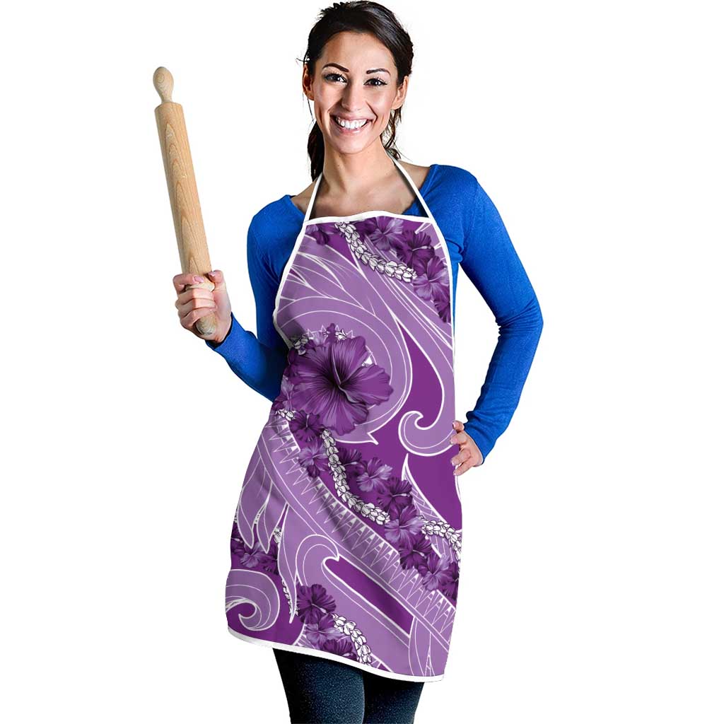 Hawaii Violet Hibiscus Pikake Lei Apron - Polynesian Pride