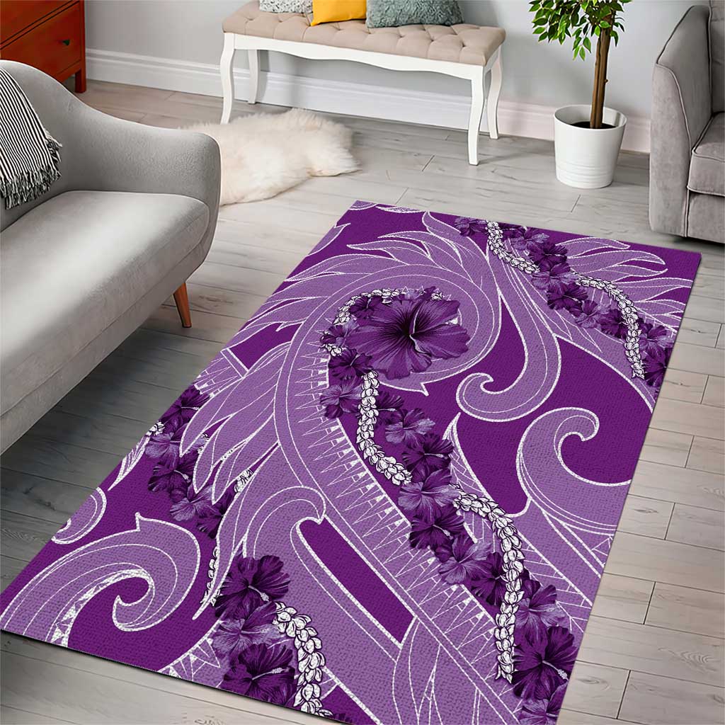 Hawaii Violet Hibiscus Pikake Lei Area Rug - Polynesian Pride