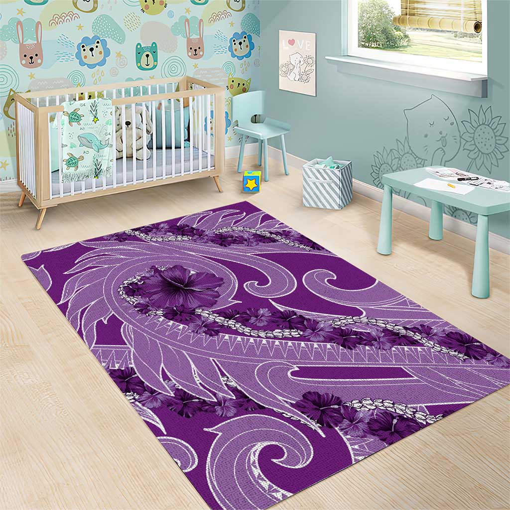Hawaii Violet Hibiscus Pikake Lei Area Rug - Polynesian Pride