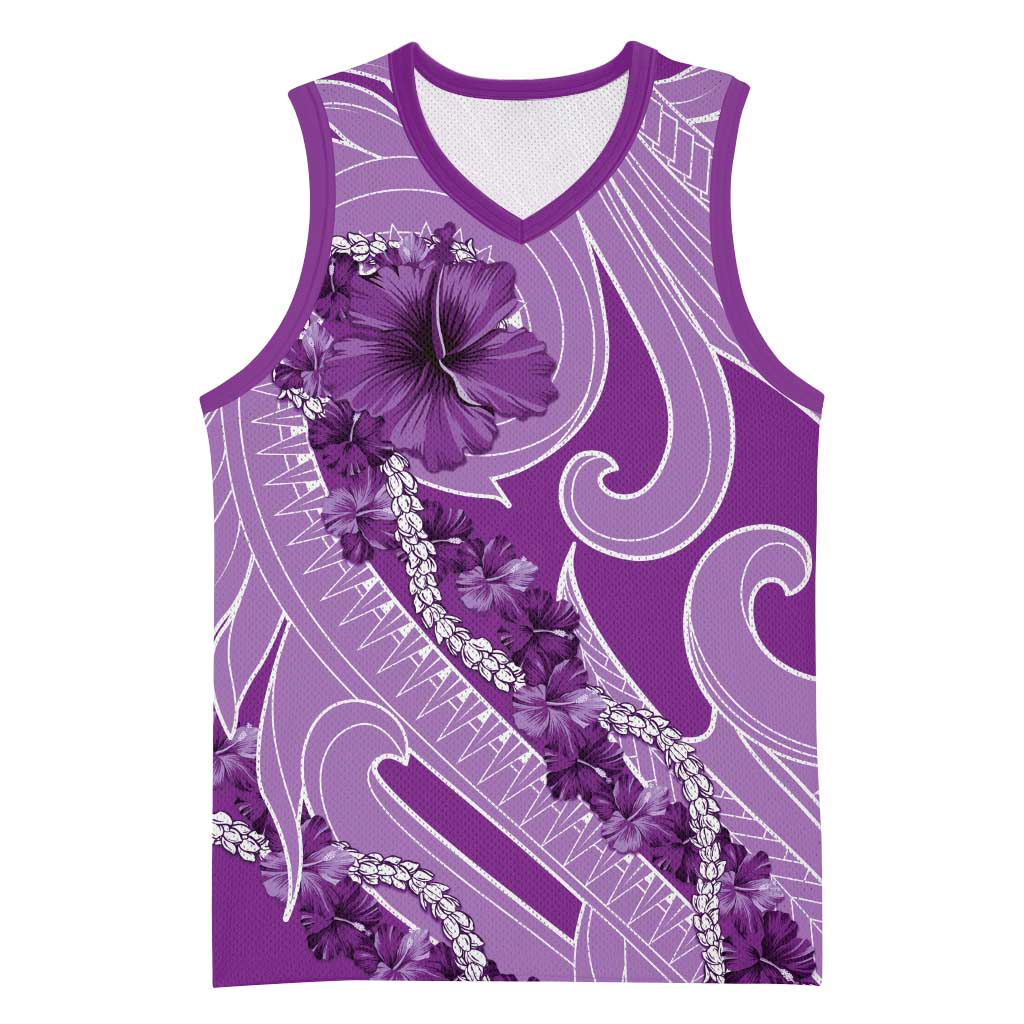 Hawaii Violet Hibiscus Pikake Lei Basketball Jersey - Polynesian Pride