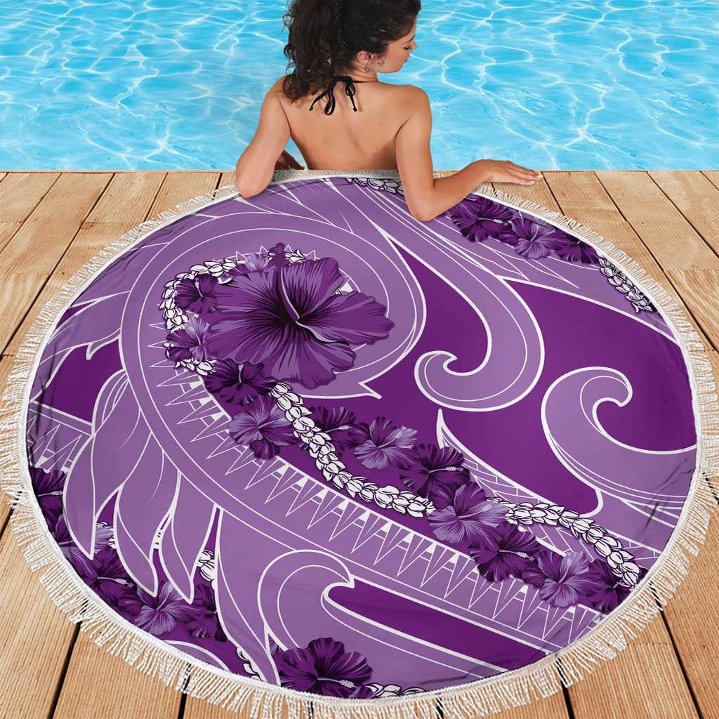 Hawaii Violet Hibiscus Pikake Lei Beach Blanket - Polynesian Pride