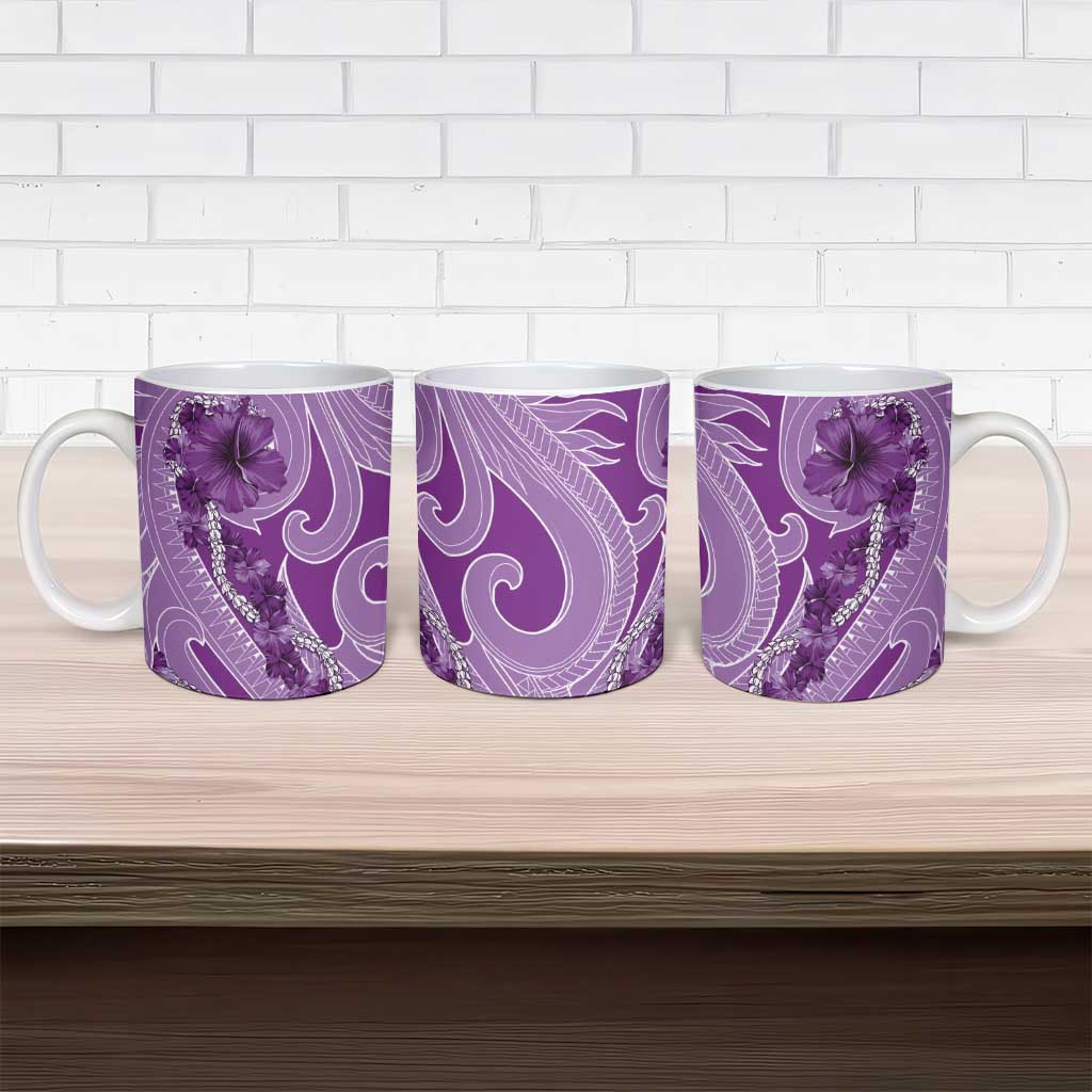 Hawaii Violet Hibiscus Pikake Lei Ceramic Mug - Polynesian Pride