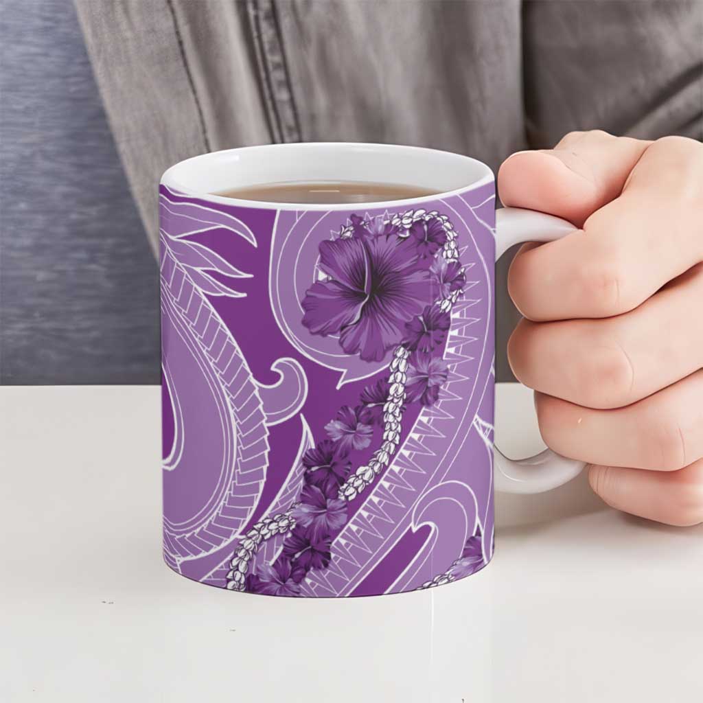 Hawaii Violet Hibiscus Pikake Lei Ceramic Mug - Polynesian Pride