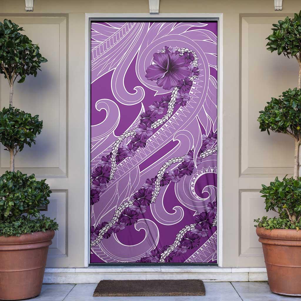 Hawaii Violet Hibiscus Pikake Lei Door Cover - Polynesian Pride