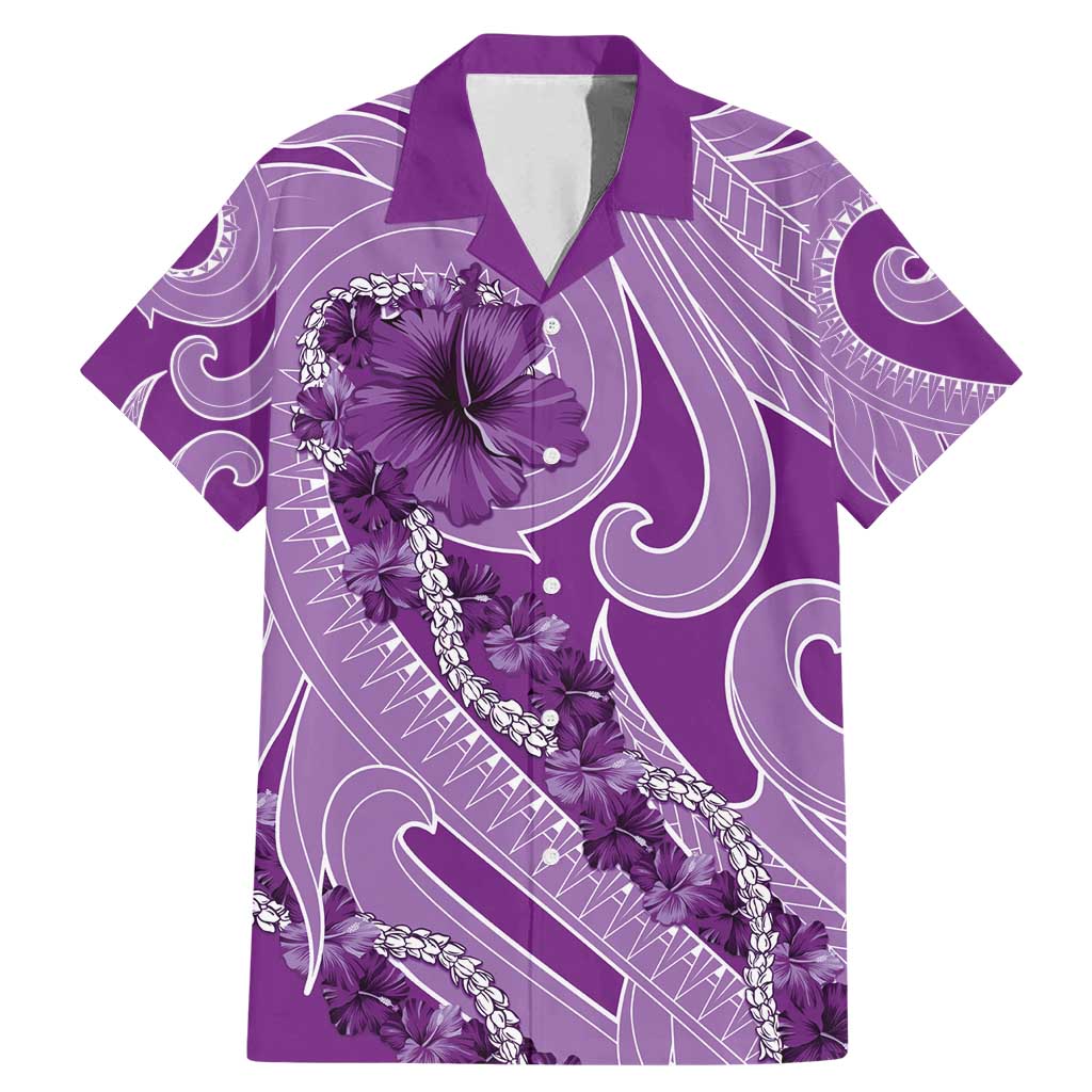 Hawaii Violet Hibiscus Pikake Lei Family Matching Mermaid Dress and Hawaiian Shirt - Polynesian Pride