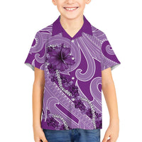Hawaii Violet Hibiscus Pikake Lei Family Matching Puletasi and Hawaiian Shirt - Polynesian Pride