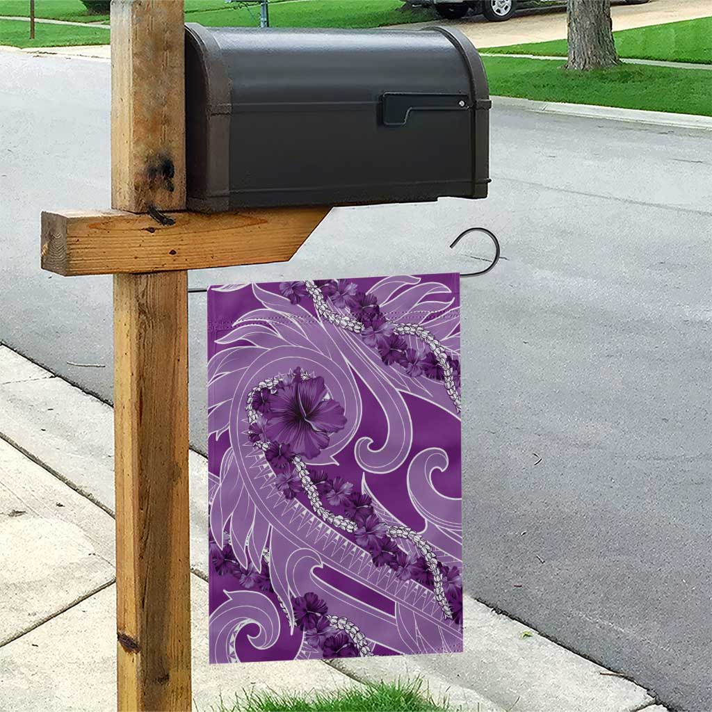 Hawaii Violet Hibiscus Pikake Lei Garden Flag - Polynesian Pride