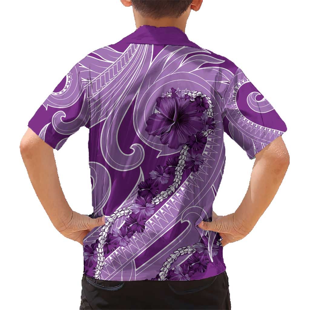 Hawaii Violet Hibiscus Pikake Lei Hawaiian Shirt - Polynesian Pride
