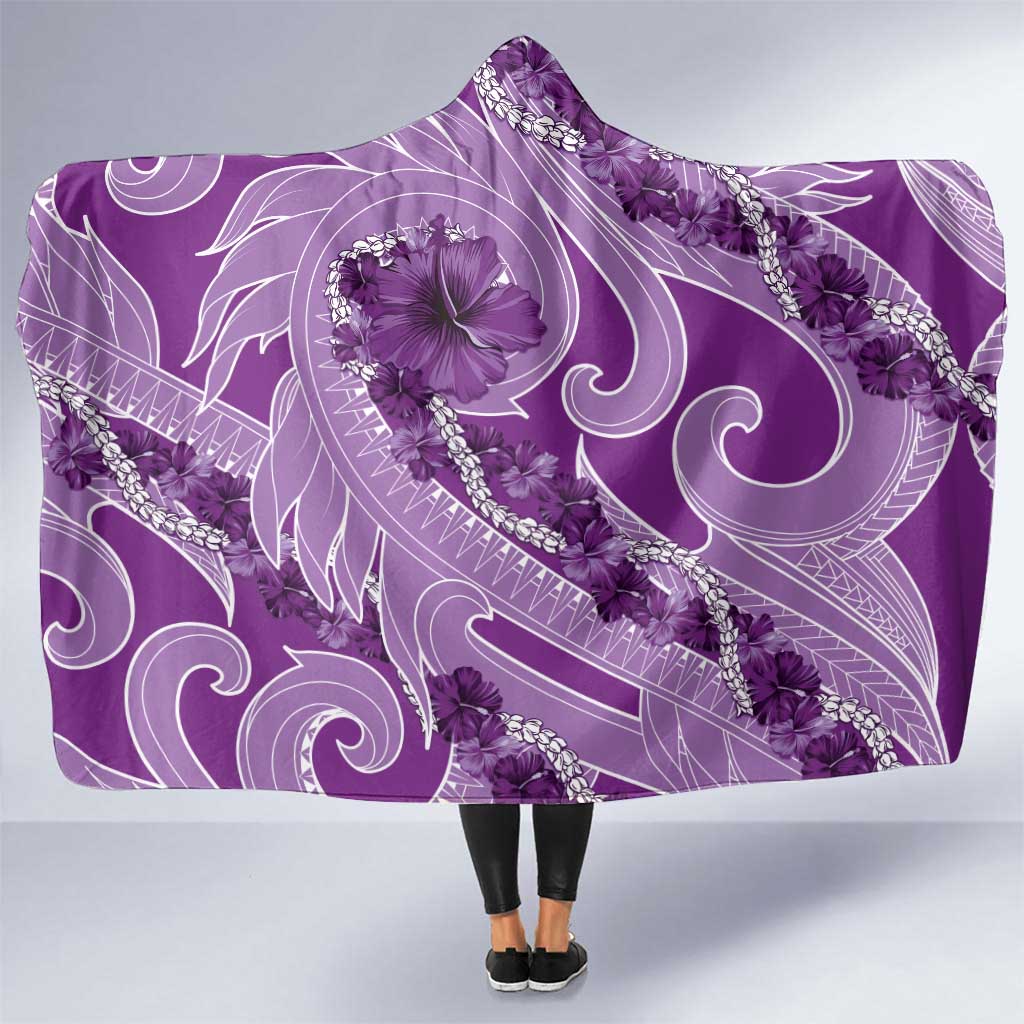 Hawaii Violet Hibiscus Pikake Lei Hooded Blanket - Polynesian Pride