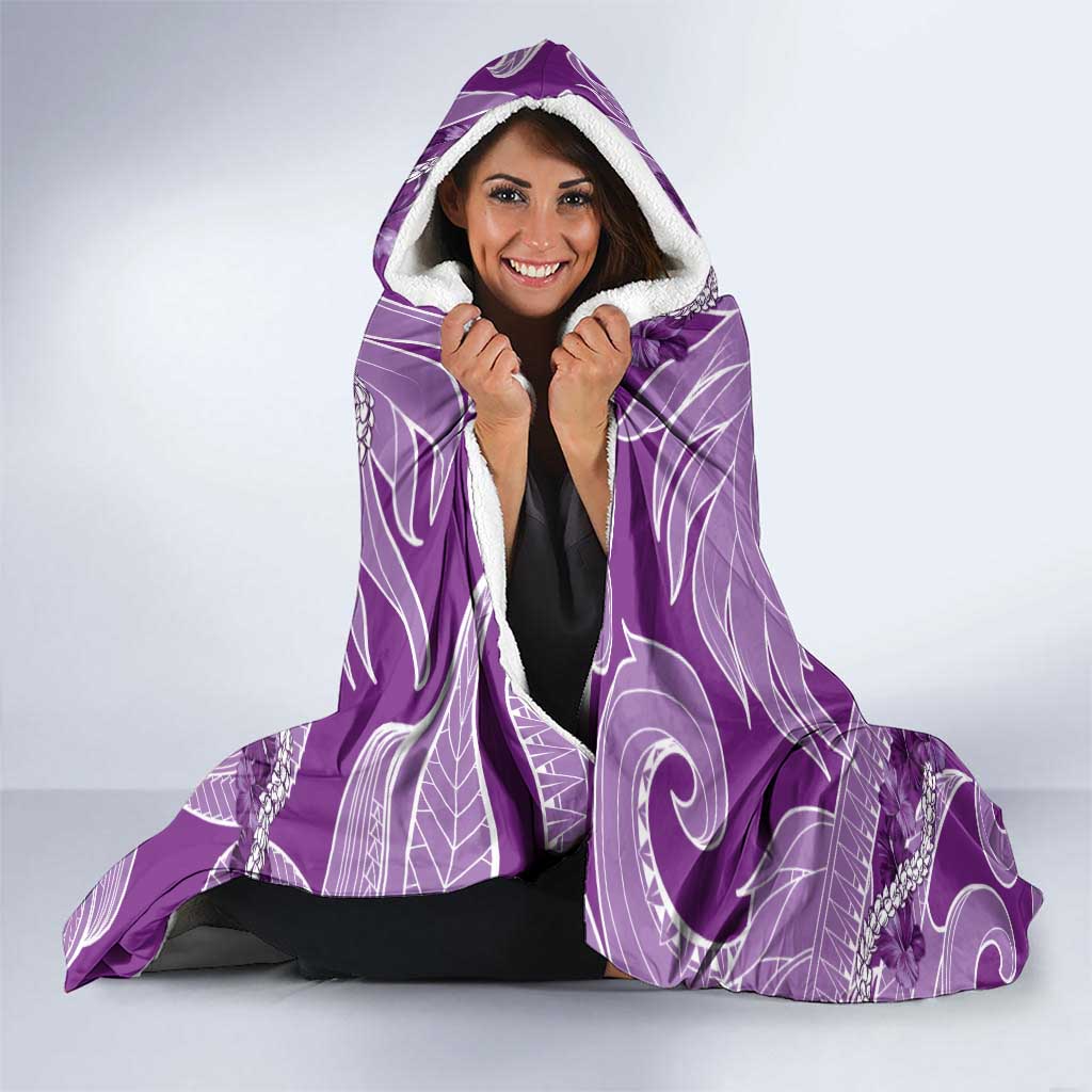Hawaii Violet Hibiscus Pikake Lei Hooded Blanket - Polynesian Pride