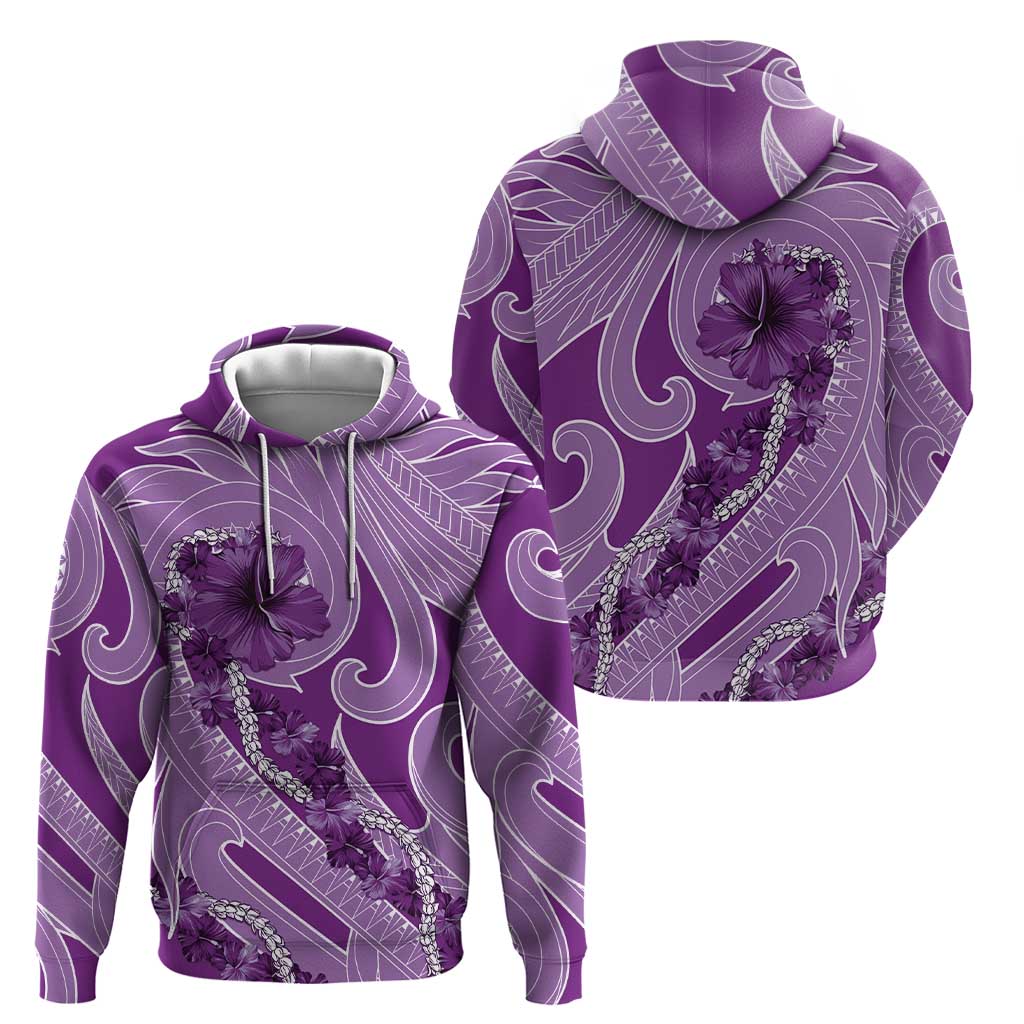 Hawaii Violet Hibiscus Pikake Lei Hoodie - Polynesian Pride
