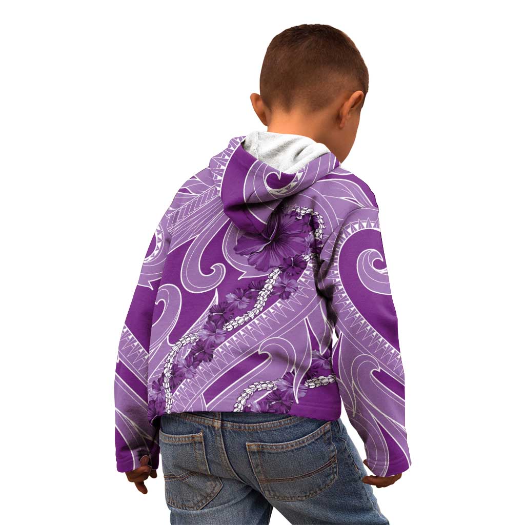 Hawaii Violet Hibiscus Pikake Lei Kid Hoodie - Polynesian Pride