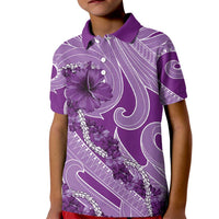 Hawaii Violet Hibiscus Pikake Lei Kid Polo Shirt - Polynesian Pride