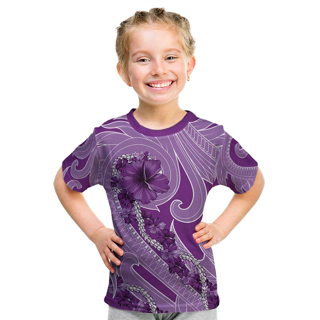 Hawaii Violet Hibiscus Pikake Lei Kid T Shirt - Polynesian Pride
